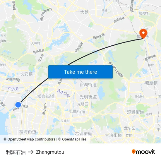 利源石油 to Zhangmutou map