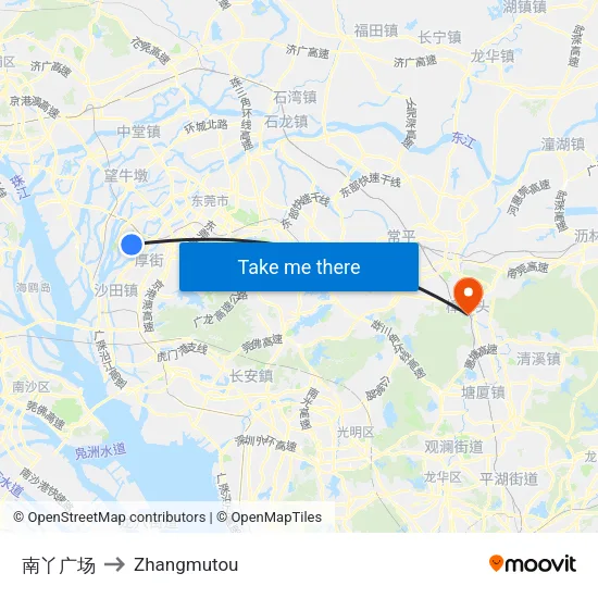 南丫广场 to Zhangmutou map