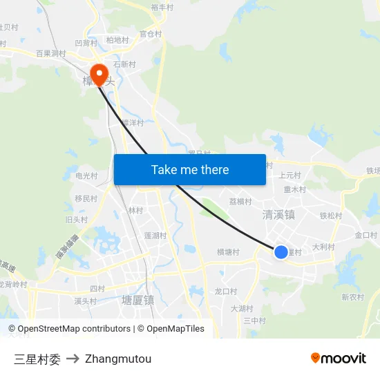 三星村委 to Zhangmutou map