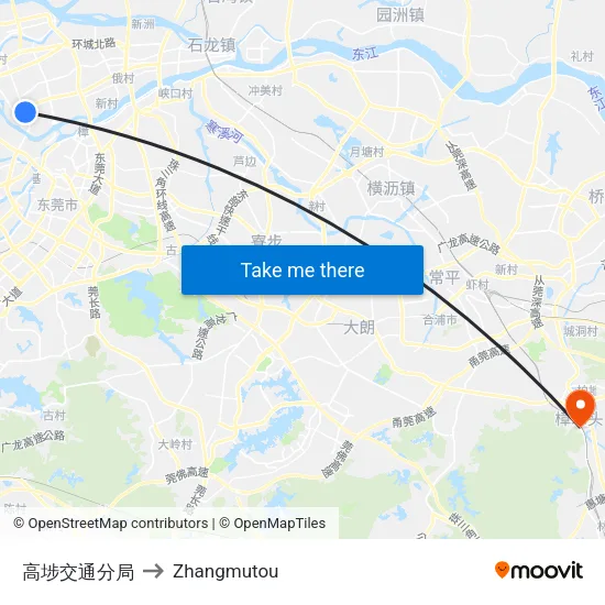 高埗交通分局 to Zhangmutou map