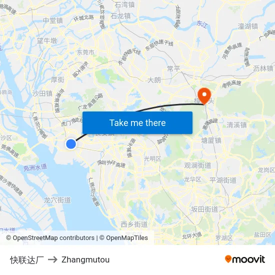 快联达厂 to Zhangmutou map