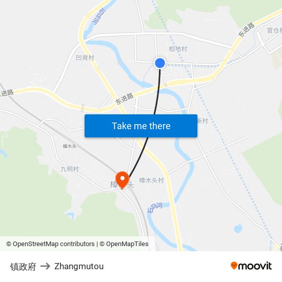 镇政府 to Zhangmutou map