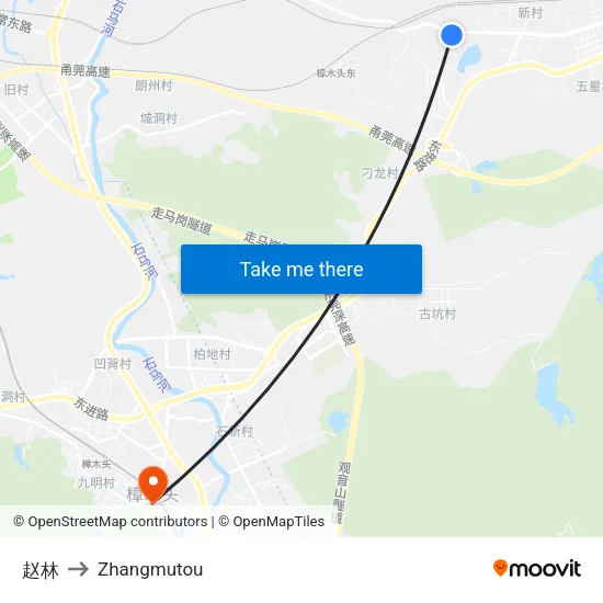 赵林 to Zhangmutou map