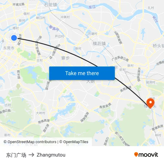 东门广场 to Zhangmutou map