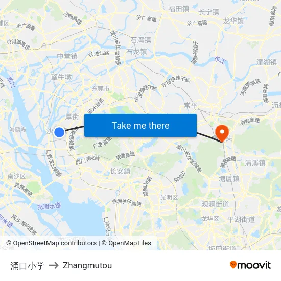 涌口小学 to Zhangmutou map