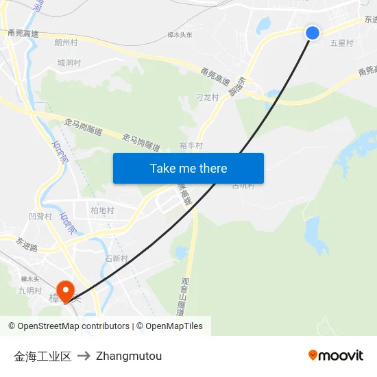 金海工业区 to Zhangmutou map