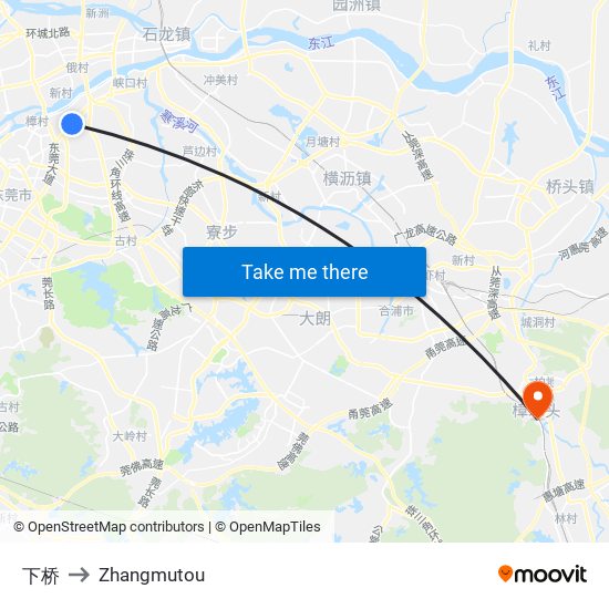 下桥 to Zhangmutou map