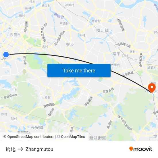 蛤地 to Zhangmutou map
