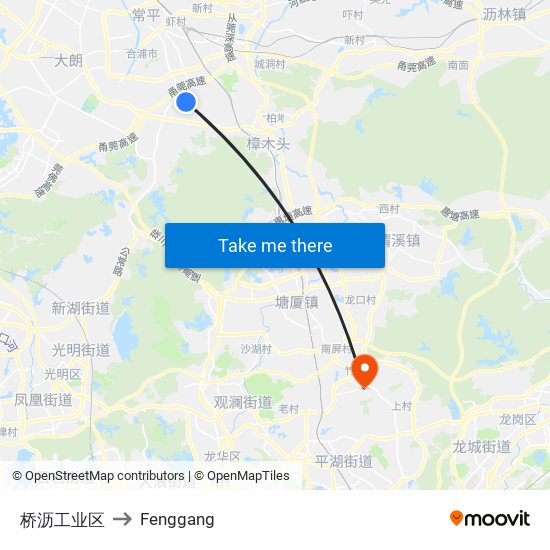 桥沥工业区 to Fenggang map