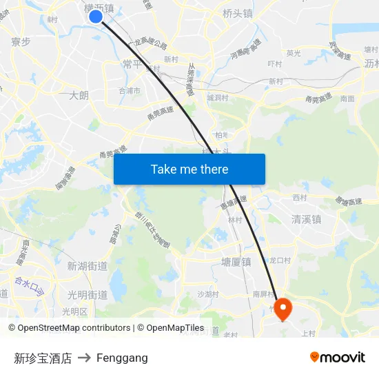 新珍宝酒店 to Fenggang map