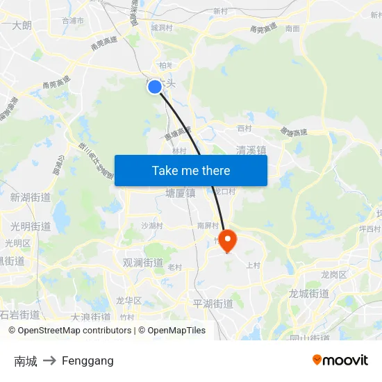 南城 to Fenggang map