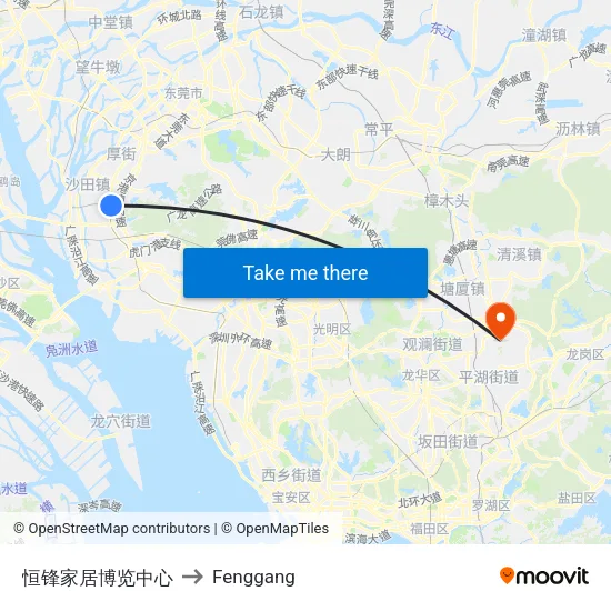 恒锋家居博览中心 to Fenggang map