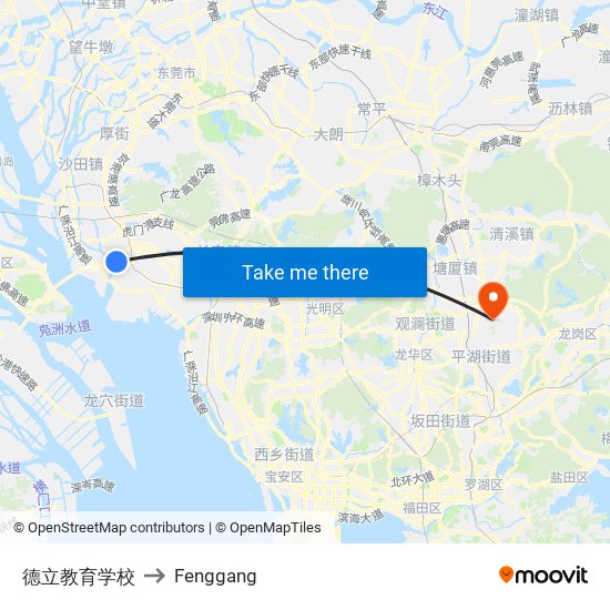 德立教育学校 to Fenggang map
