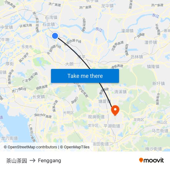 茶山茶园 to Fenggang map