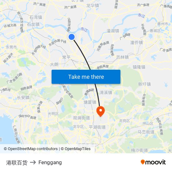 港联百货 to Fenggang map