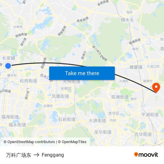 万科广场东 to Fenggang map
