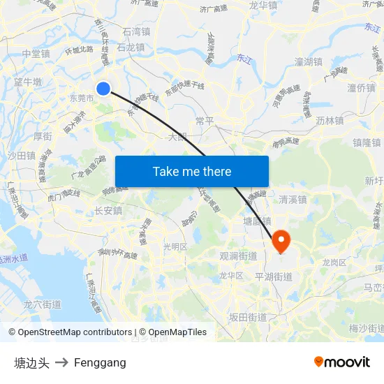 塘边头 to Fenggang map