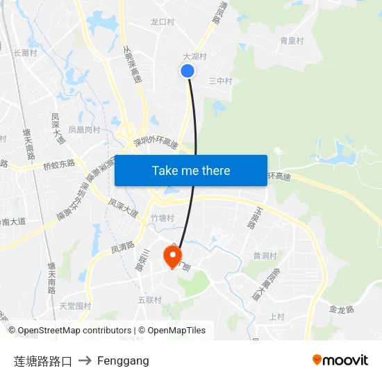 Liantang Road Intersection to Fenggang map