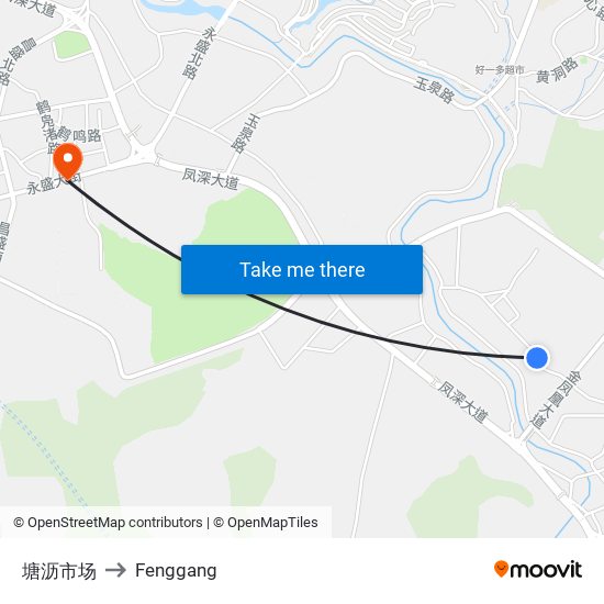 塘沥市场 to Fenggang map