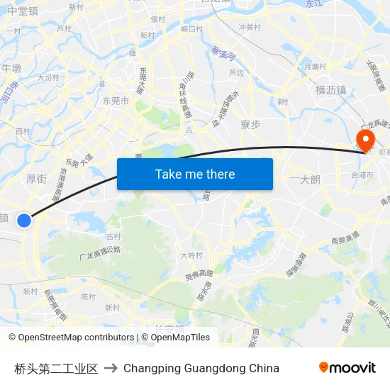 桥头第二工业区 to Changping Guangdong China map