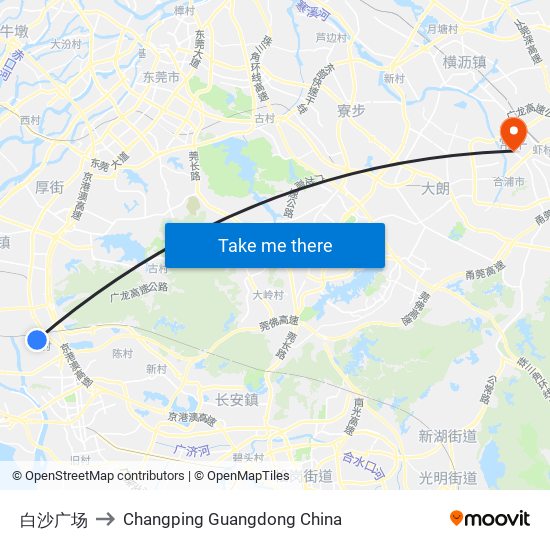 白沙广场 to Changping Guangdong China map