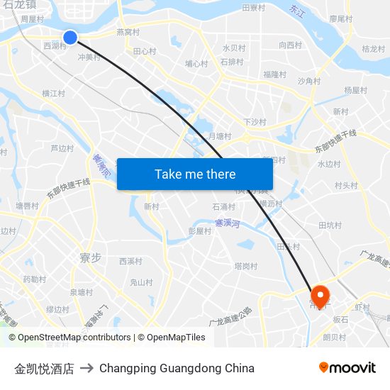 金凯悦酒店 to Changping Guangdong China map