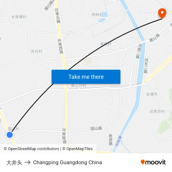 大井头 to Changping Guangdong China map