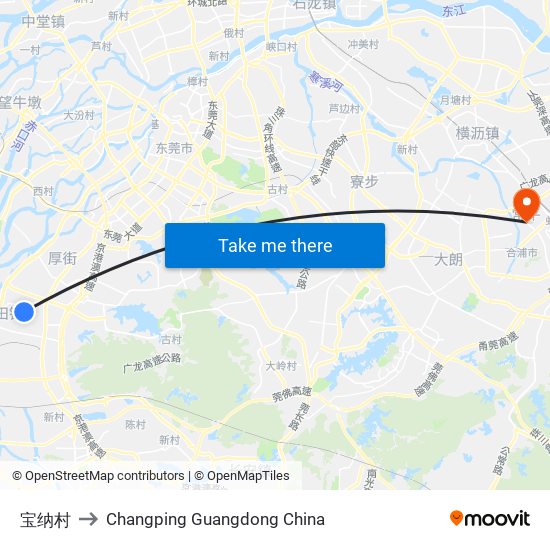 宝纳村 to Changping Guangdong China map