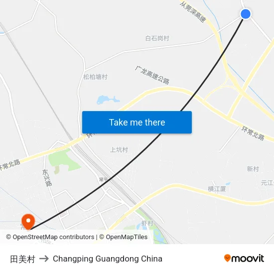 田美村 to Changping Guangdong China map