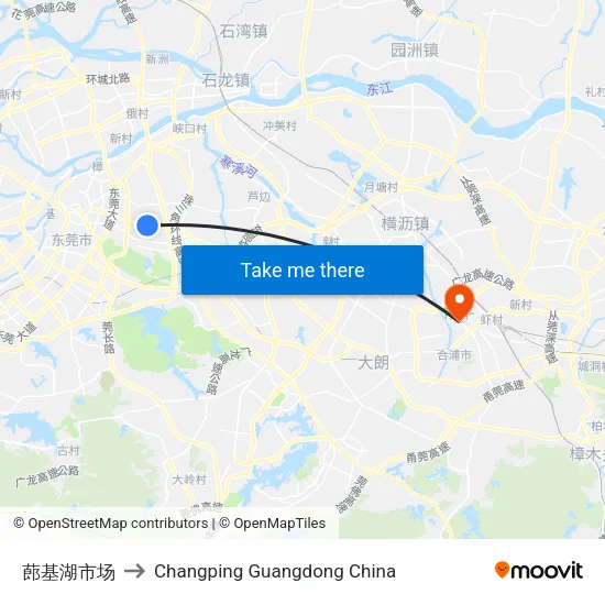 蓢基湖市场 to Changping Guangdong China map