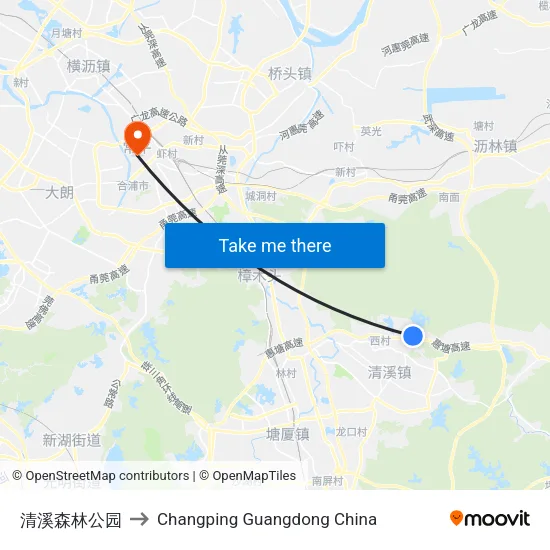 清溪森林公园 to Changping Guangdong China map