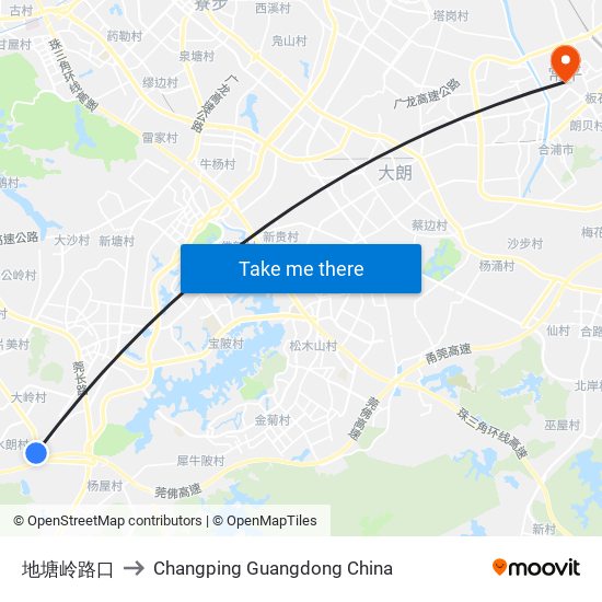 地塘岭路口 to Changping Guangdong China map