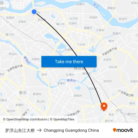 罗浮山东江大桥 to Changping Guangdong China map