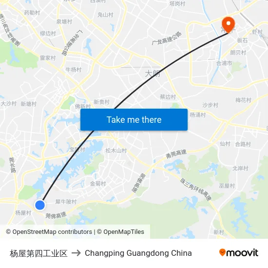 杨屋第四工业区 to Changping Guangdong China map