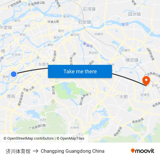 济川体育馆 to Changping Guangdong China map