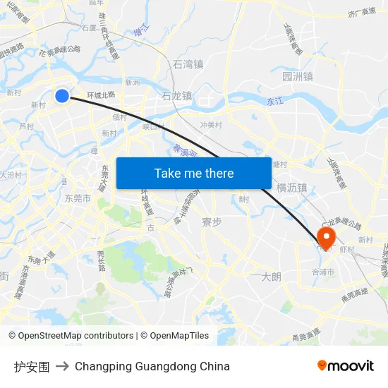 护安围 to Changping Guangdong China map