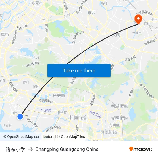 路东小学 to Changping Guangdong China map