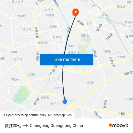 Huangjiang Station to Changping Guangdong China map