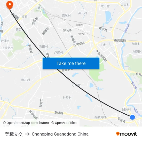 Guangzhan Interchange to Changping Guangdong China map