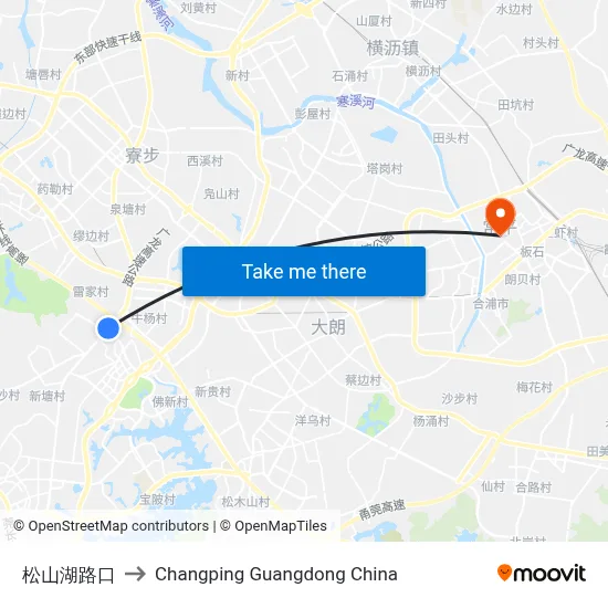 松山湖路口 to Changping Guangdong China map