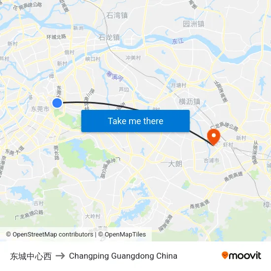 东城中心西 to Changping Guangdong China map