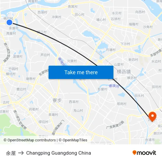 余屋 to Changping Guangdong China map