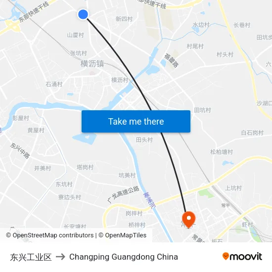 东兴工业区 to Changping Guangdong China map