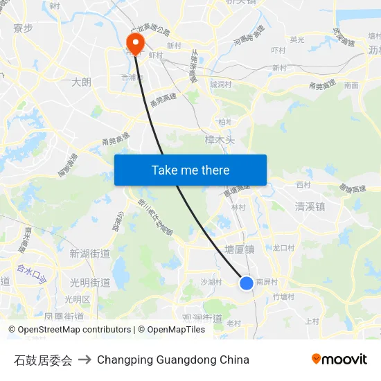Shigu Committee to Changping Guangdong China map