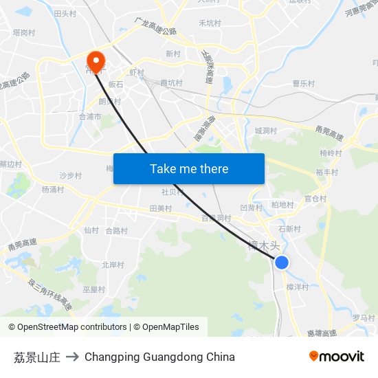 荔景山庄 to Changping Guangdong China map