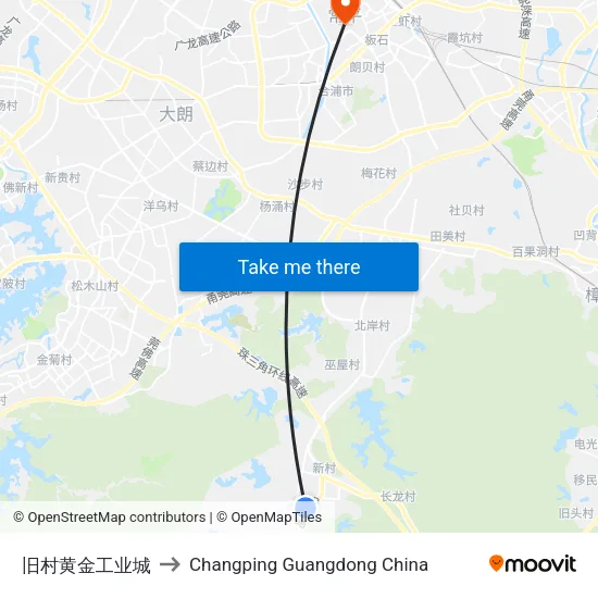 旧村黄金工业城 to Changping Guangdong China map