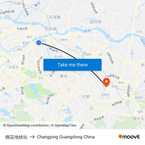 榴花地铁站 to Changping Guangdong China map