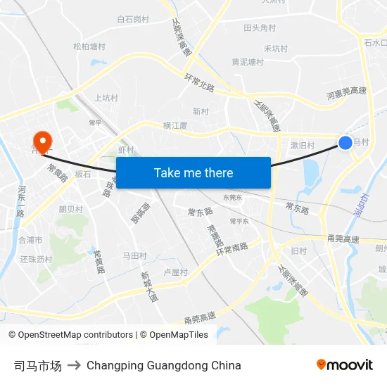 Sima Market to Changping Guangdong China map