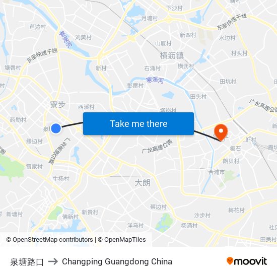 泉塘路口 to Changping Guangdong China map