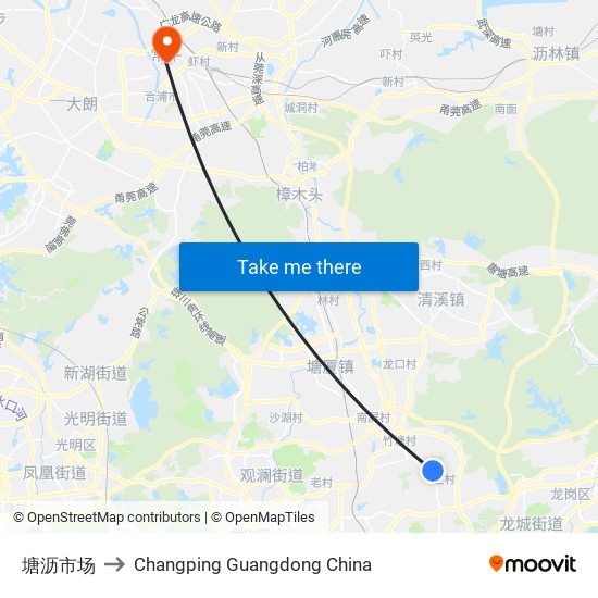 塘沥市场 to Changping Guangdong China map